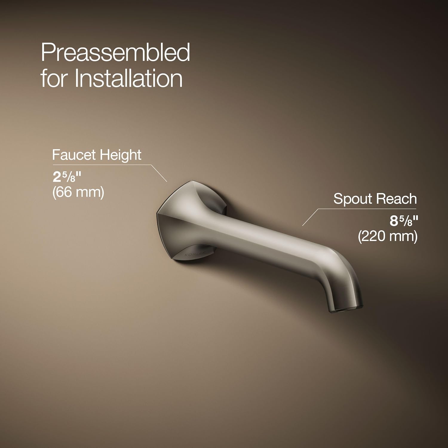 KOHLER T27011-ND-BN Occasion Bathroom Sink Faucet Spout, Stationary Wall-Mount Bathroom Sink Spout, 1.2 gpm, Vibrant Brushed Nickel