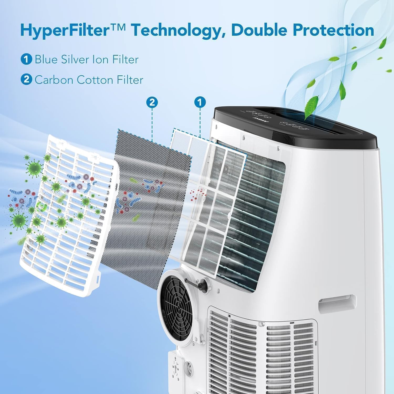 14000 BTU Portable Air Conditioner, with Remote Control 3 in-1 Ultra-Quiet Cooling, Dehumidifier & Fan for Rooms Up to 700 Sq. Ft. – Sleep Mode, 24H Timer & Windows Kit