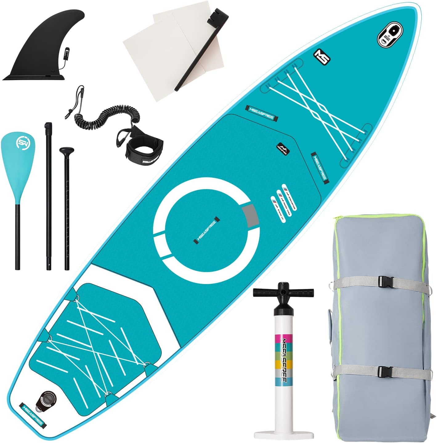 Inflatable Paddle Board 9.9'x33 x5 with Premium SUP Accessories & Backpack, Wide Stance, Bottom Fin for Paddling, Paddle, Leash, Surf Control, for Youth & Adult