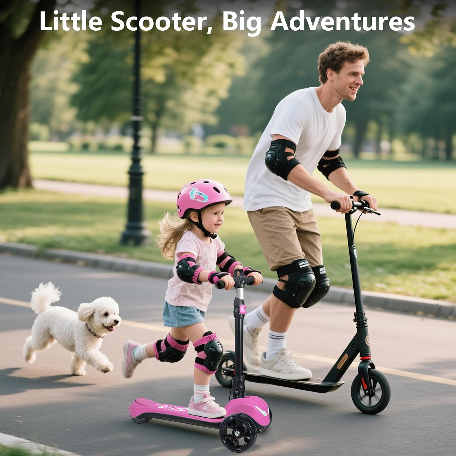 Electric Scooter for Kids Ages 3-12, Full Body Lights Up, Wide Deck, 3 Adjustable Heights, 5MPH Safe Speed, 90min Riding, Foldable 3 Wheel Electric Scooter for Kids Boys Girls Toddler