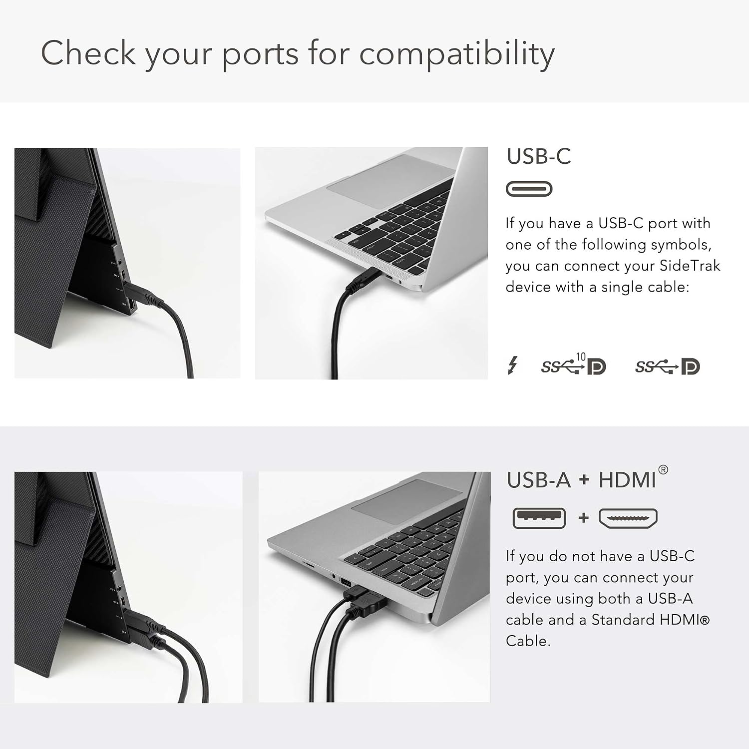 SideTrak  Solo Portable Laptop Monitor 15.6' FHD 1080P LCD Screen | Works with Mac, PC, Chrome, PS4, Xbox, Raspberry Pi, & More | Powered by USB or Mini HDMI | Detachable Padded Case and Kickstand