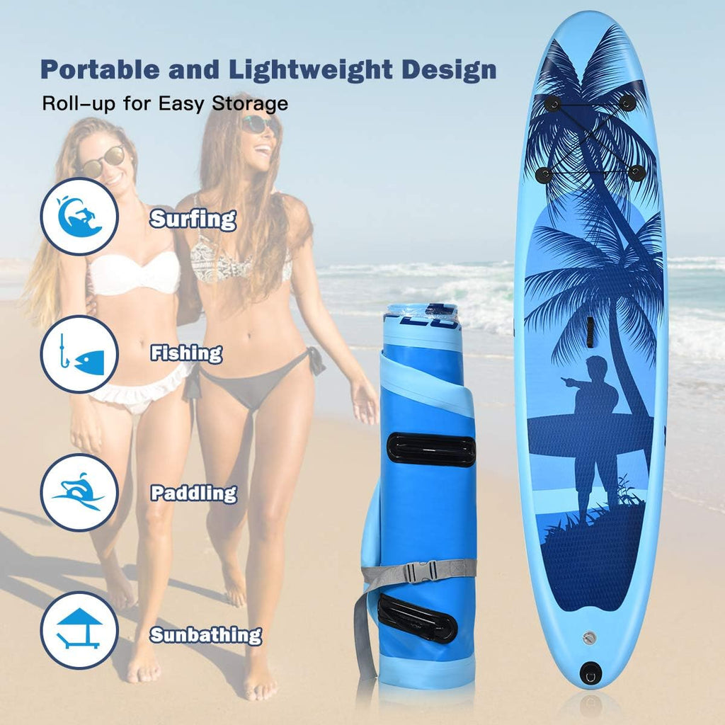 Goplus 9.8'/10'/11' Inflatable Stand Up Paddle Board, 6.5' Thick SUP with Premium Accessories and Carry Bag, Wide Stance, Bottom Fin for Paddling, Surf Control, Non-Slip Deck, for Youth and Adult