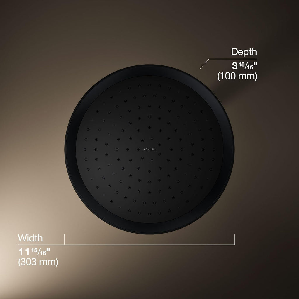 Kohler 26291-G-BL Statement® Round 12' single-function rainhead, 1.75 gpm, Matte Black
