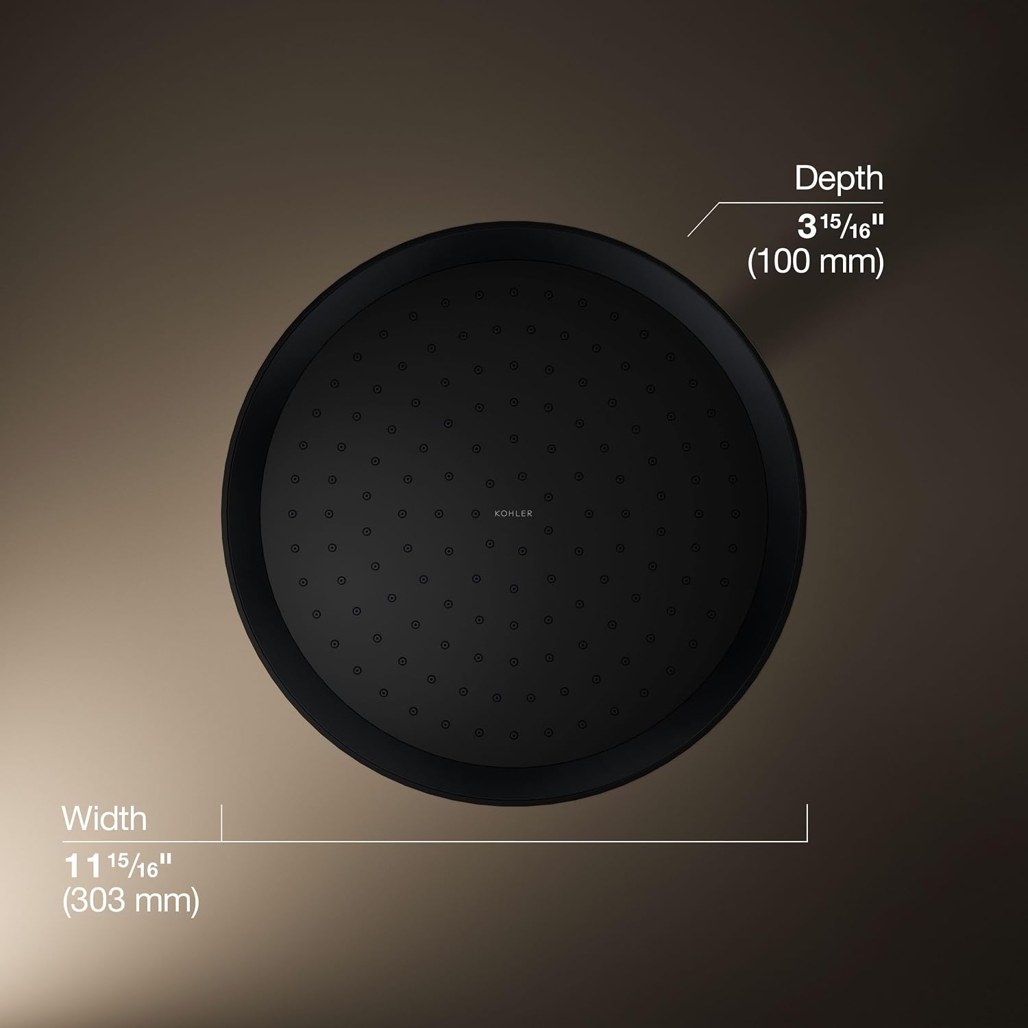 Kohler 26291-G-BL Statement® Round 12' single-function rainhead, 1.75 gpm, Matte Black