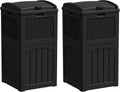 Greesum 2 Pack 33 Package Delivery Box for Outside, Waterproof Resin Garbage Bin with Lid for Hideaway, Deck, Patio, Black