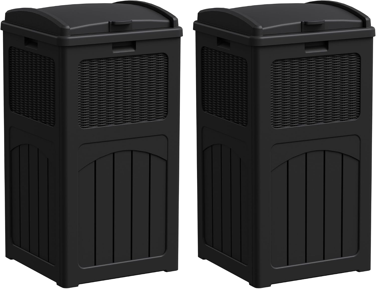 Greesum 2 Pack 33 Package Delivery Box for Outside, Waterproof Resin Garbage Bin with Lid for Hideaway, Deck, Patio, Black