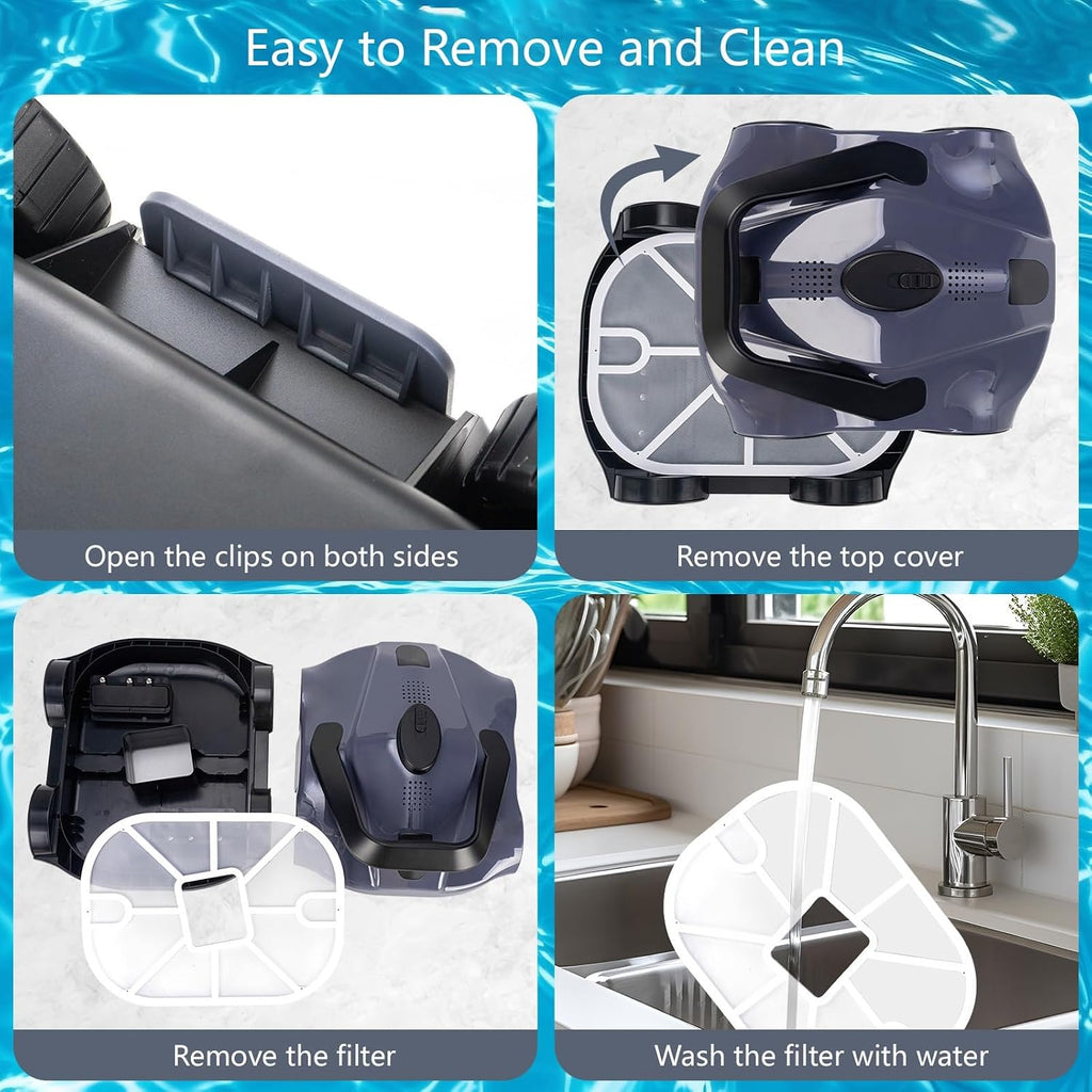 Pool Surface Skimmer Cleaner with Fine Filter, Lightweight Automatic Pool Vacuum Robot, Cordless Robotic Pool Cleaner for 1076 Sq.ft Pool