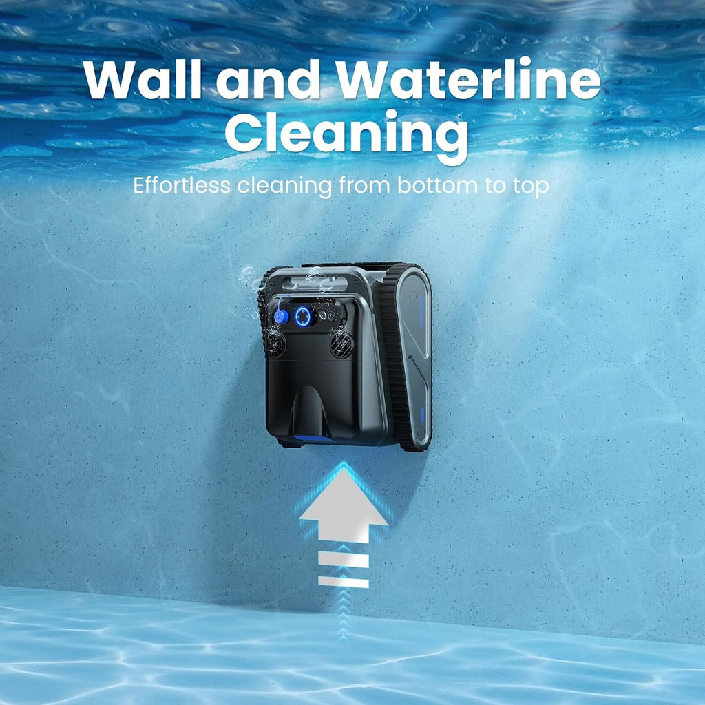 Y50 Cordless Robotic Pool Vacuum – Powerful Suction, Wall Climbing Pool Cleaner, Pool Floors, Drain & Walls & Waterline, Cleaning Up to 2000 Sq.ft, 5 Hours Battery Life, Auto Parking, Edge Retrieval