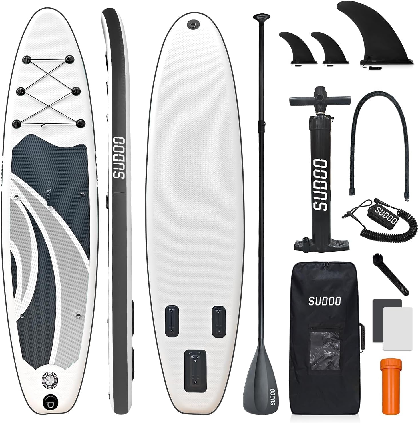 SUDOO Inflatable Stand Up Paddle Board 10'/ 10'6' SUP with 450LB Weight Capacity Adjustable Paddle Wide Stable Non Slip EVA Deck Complete Accessories for Adults Beginners Youth Outdoor Water Sports