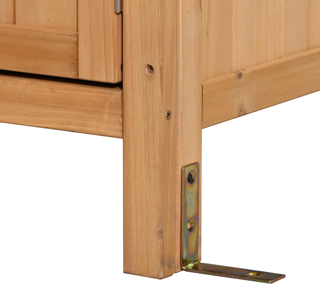 Large Fir Wood Potting Bench, 45.3''L Multi-Functional Outdoor Patio Kitchen Island with Hutch,Drawers & Hooks,Large Countertop for Gardening, Grill (Natural Wood-1)