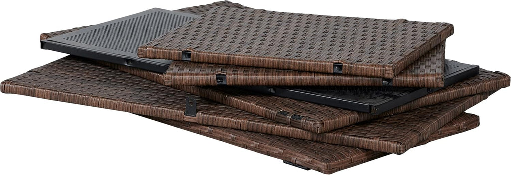 happimess TRK1000B Nino 31.5' Modern Minimalist Outdoor Faux Wicker Deck and Patio Storage Box, Brown, Soft-Close, for Package Delivery, Patio Furniture, Cushions, Gardening Tools, Pool Supplies