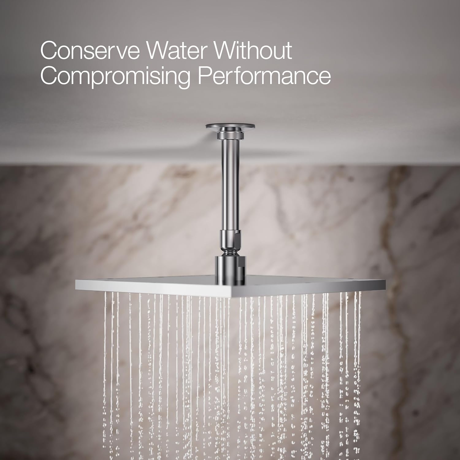 Kohler 13696-CP Contemporary Square 10' single-function rainhead, 2.5 gpm, Polished Chrome