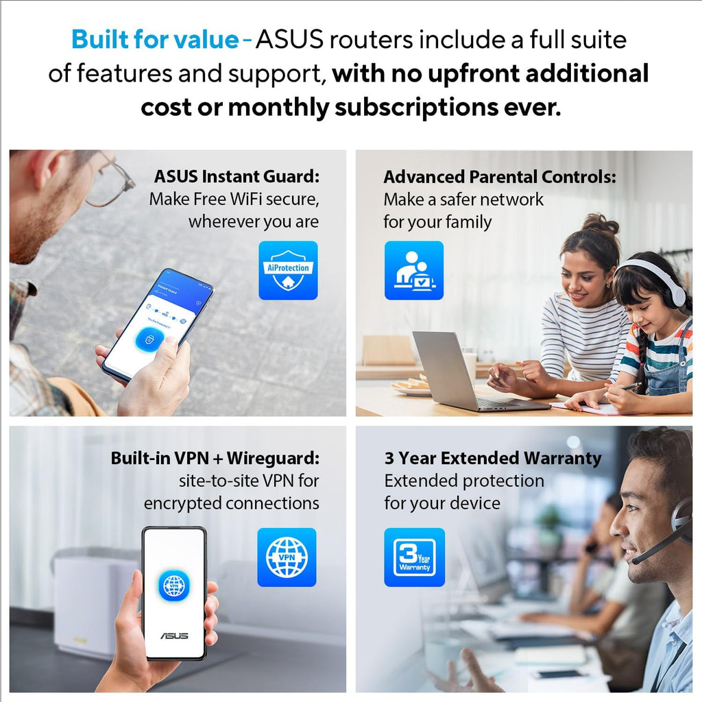ASUS ZenWiFi BD5 Outdoor Dual-Band WiFi 7 Mesh, 5000 Mbps, Coverage up to 15,000 sq. ft. Outdoors(1pk), Dual 2.5G Ports, IP65, PoE+AC Powered, Wall and Pole Mount, VPNs