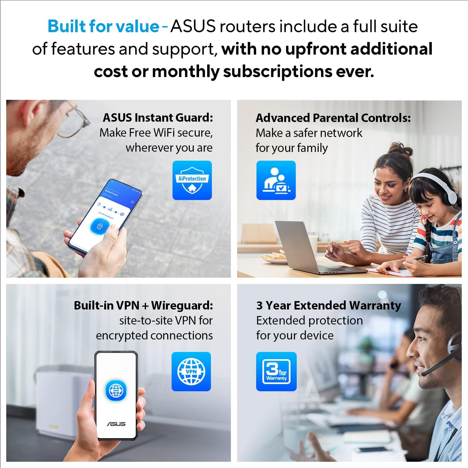 ASUS ZenWiFi BD5 Outdoor Dual-Band WiFi 7 Mesh, 5000 Mbps, Coverage up to 15,000 sq. ft. Outdoors(1pk), Dual 2.5G Ports, IP65, PoE+AC Powered, Wall and Pole Mount, VPNs