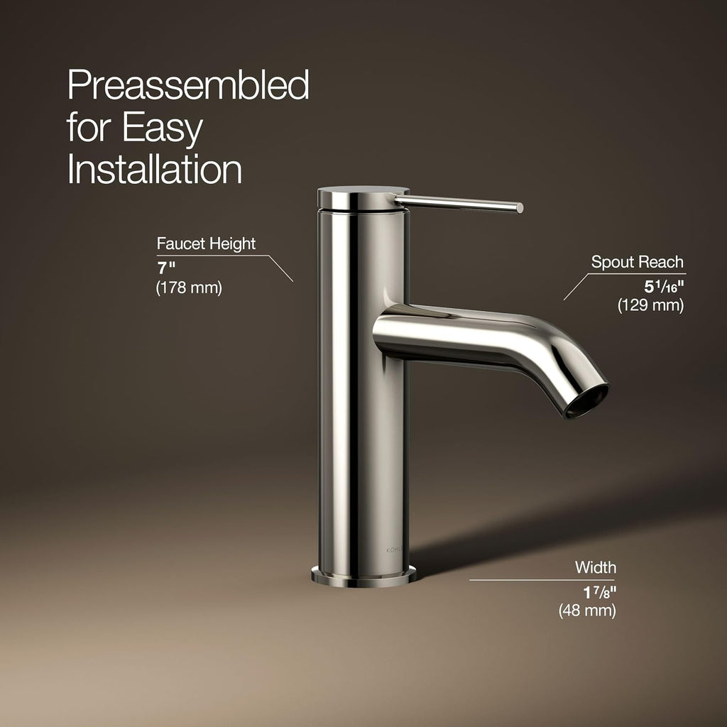 Kohler 77958-4A-SN Components® Single-Handle Bathroom Sink Faucet, 1.2 gpm, Vibrant Polished Nickel