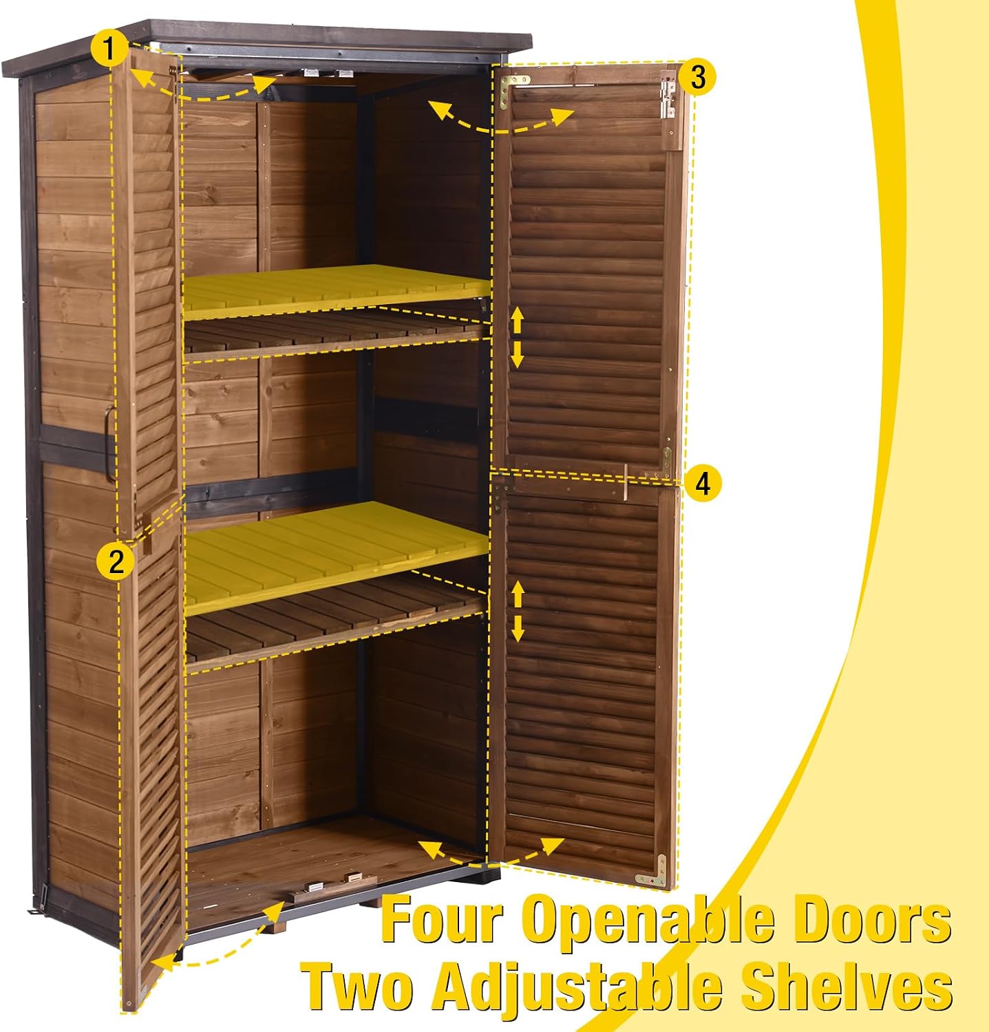 Aivituvin Storage Shed Wood with Floor, Strong Metal Frame, Adjustable Shelves, Waterproof Storage Cabinet Indoor Outdoor Garden