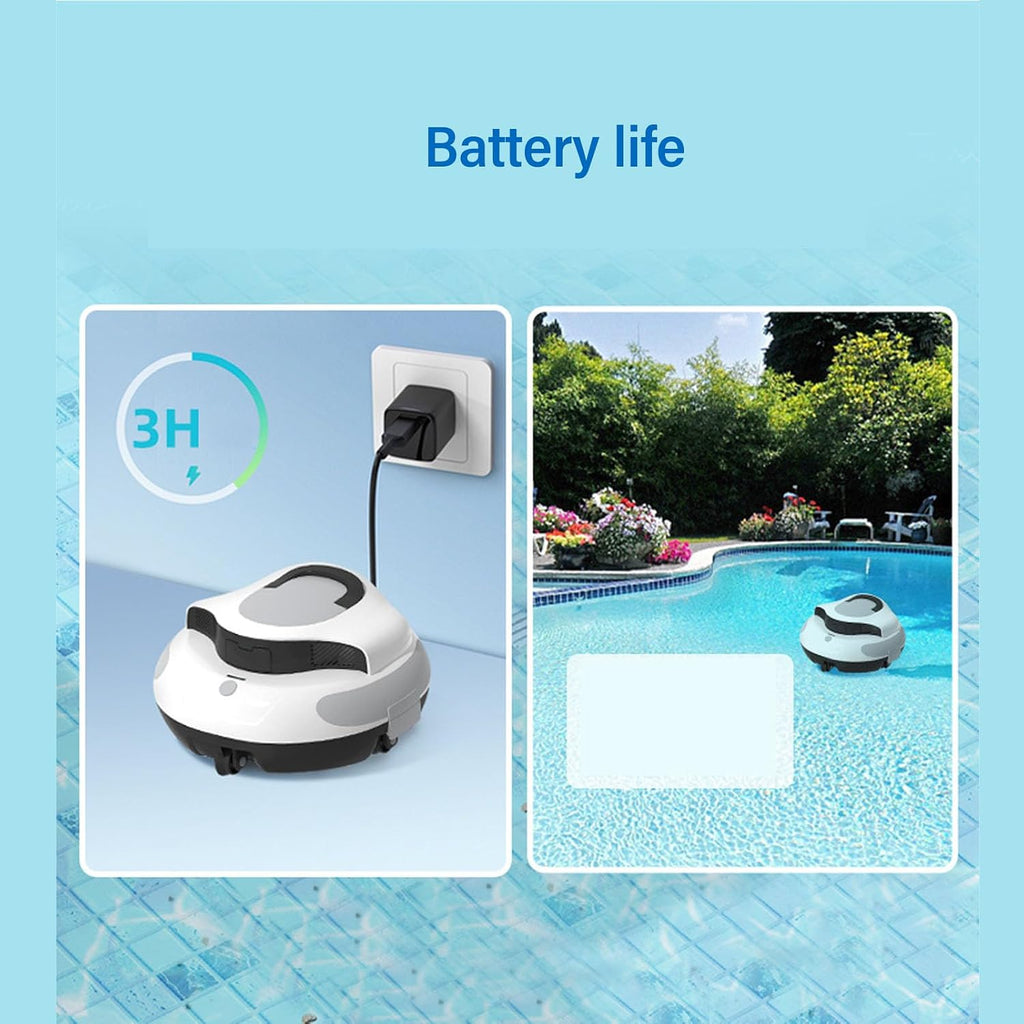 Robotic Pool Cleaner, Pool Vacuum with Self Parking Function, Automatic Cleaning, 1000 ft ² Cleaning Area, 5000mAH Battery, Cordless Above Ground Pool Vacuum Pool Robot Vacuum (US)