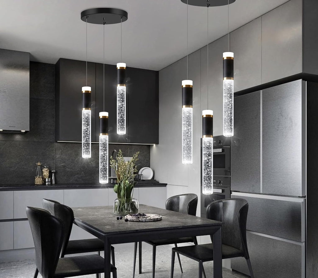 Mini Chandelier for Kitchen Island Modern Crystal Pendant Lighting LED Dining Room Hanging Lights Cylinder Drop Lights Ceiling Lighting Fixture Kitchen Sink Bedroom Bathroom 2700K 6000K
