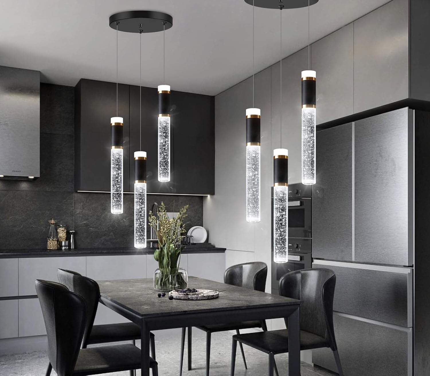 Mini Chandelier for Kitchen Island Modern Crystal Pendant Lighting LED Dining Room Hanging Lights Cylinder Drop Lights Ceiling Lighting Fixture Kitchen Sink Bedroom Bathroom 2700K 6000K