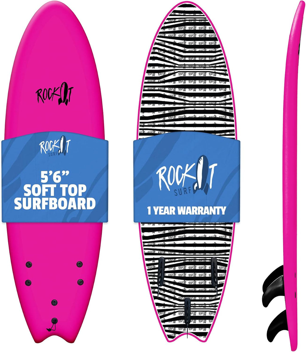 Rock-It 6' Albert Performance Fish Soft Top Surfboard Surf Board, Foam Surfboard, Kids Surfboard, Adult Surfboard, Tabla De Surf, Beginner Surfboard