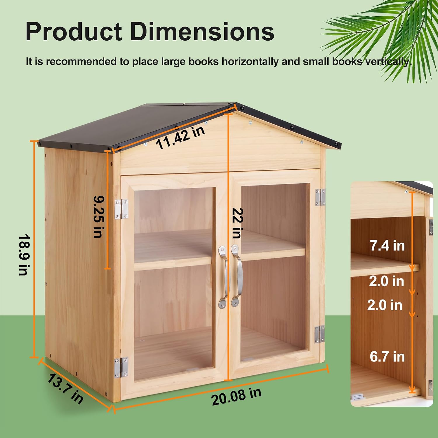 2-Tier Outdoor Little Library Book Exchange Box - Durable Weatherproof Solid Wood Cabinet with Adjustable Shelves & Rust-Proof Hardware for Community, Schools & Neighborhood Sharing