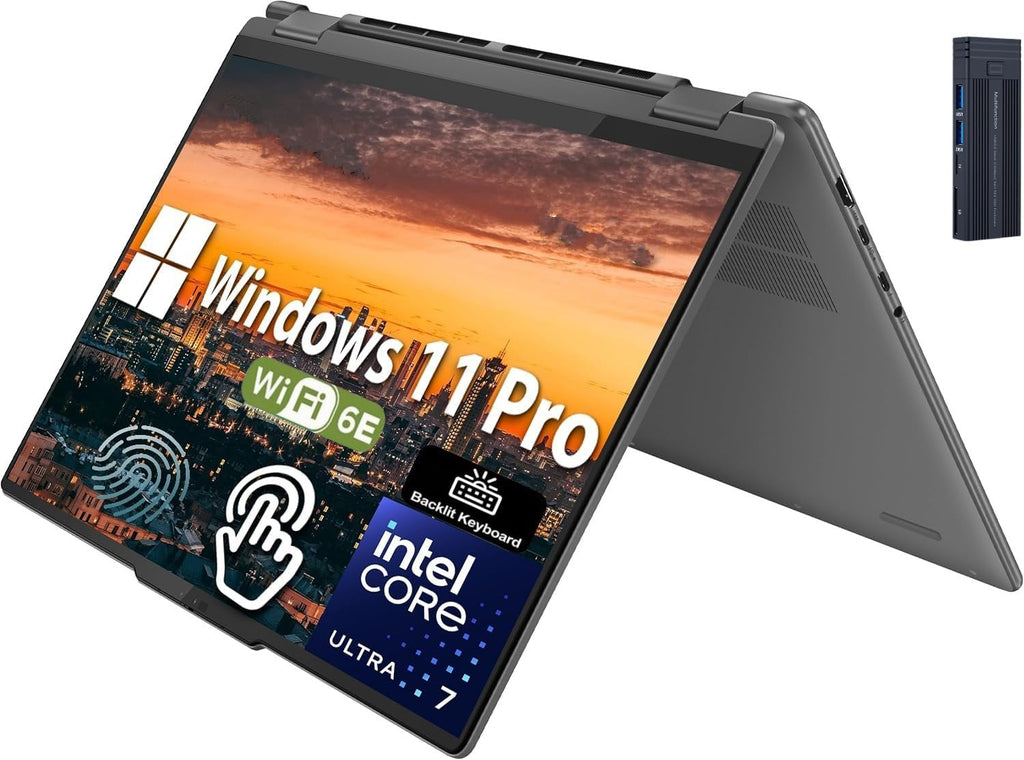 Lenovo Yoga 7i 2-in-1 16' IPS 2K Touchscreen Laptop, Intel 12-Core Ultra 7 155U, 16GB RAM 2TB SSD, Wi-Fi 6E, Bluetooth, Backlit Keyboard, Fingerprint Reader, Webcam, Windows 11 Pro, Storm Grey