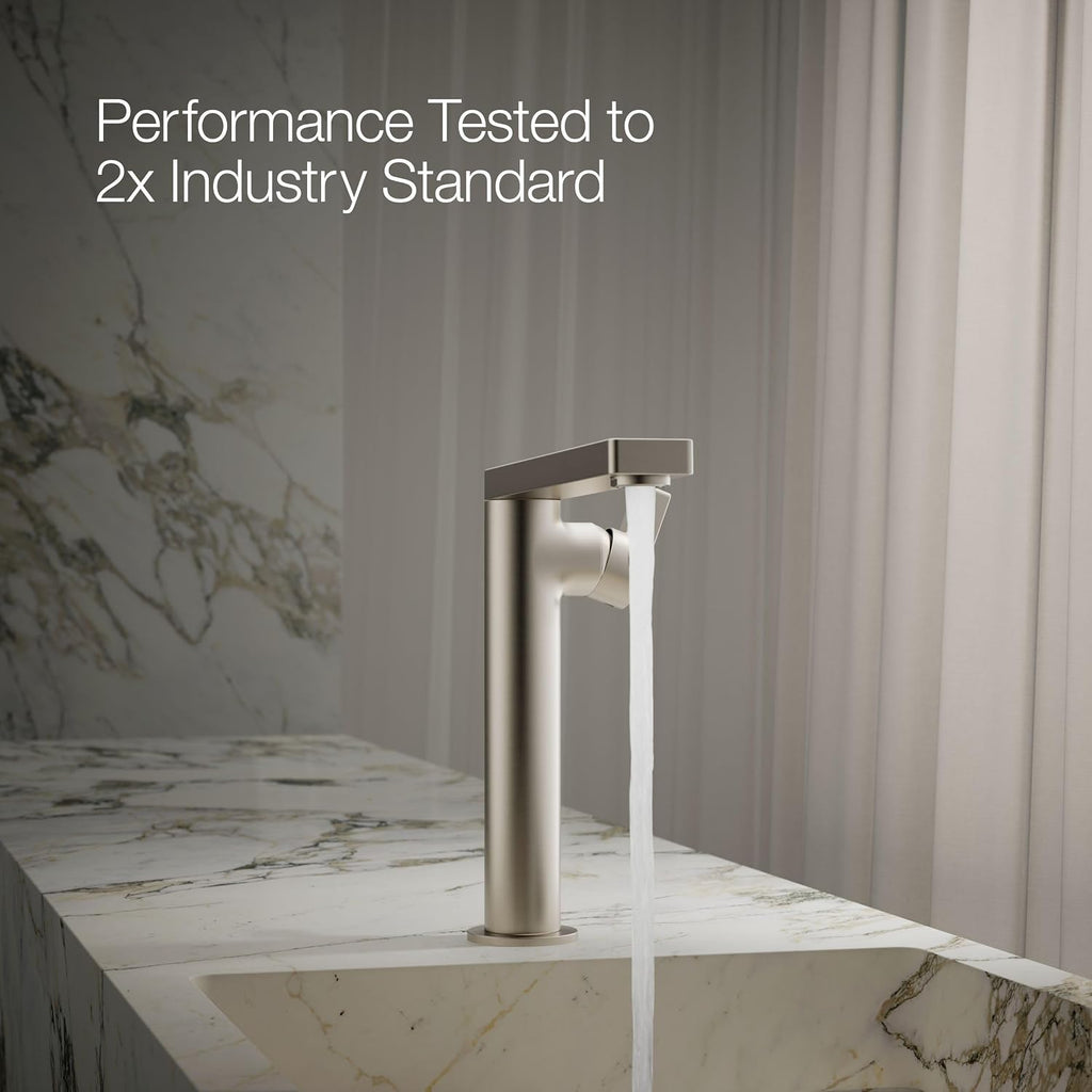 Kohler 73168-4-BN Composed® Tall Single-Handle Bathroom Sink Faucet with Lever Handle, 1.2 gpm, Vibrant Brushed Nickel