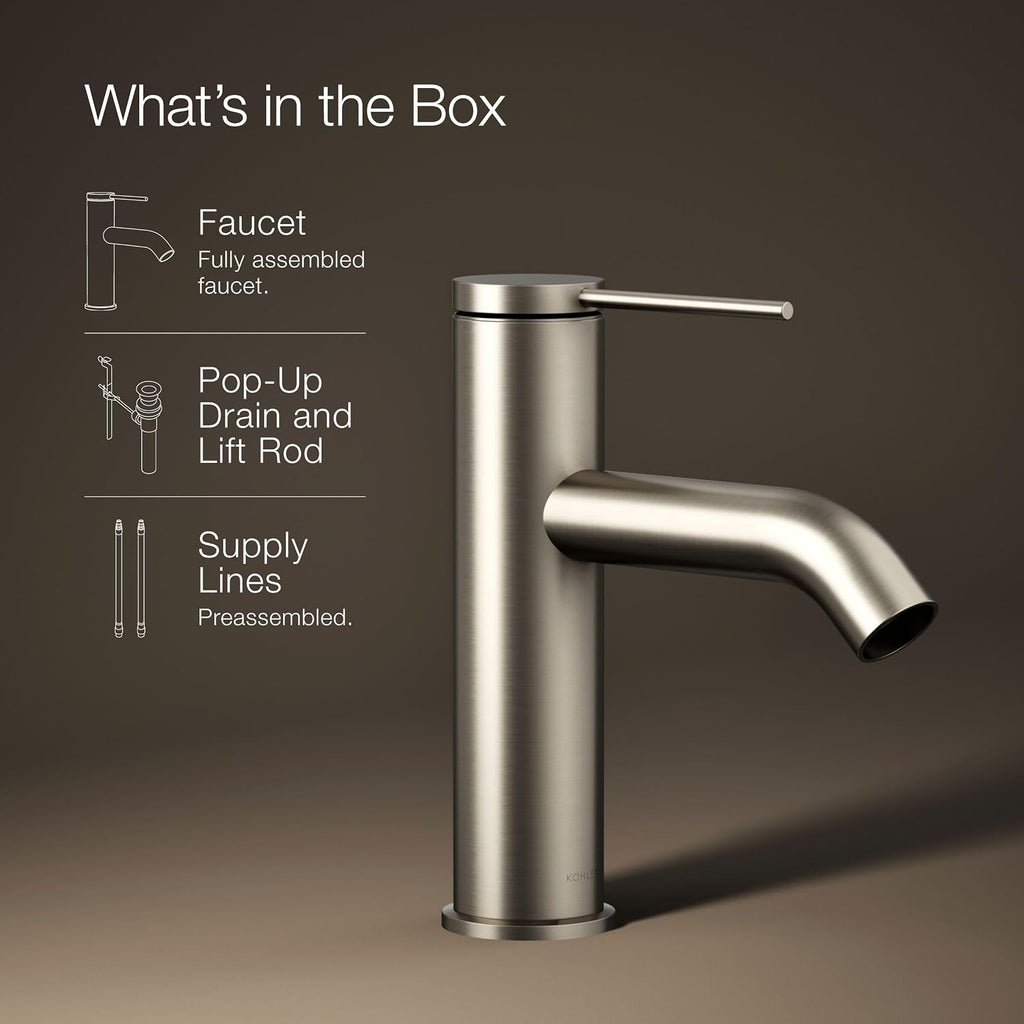 Kohler 77958-4A-BN Components® Single-Handle Bathroom Sink Faucet, 1.2 gpm, Vibrant Brushed Nickel