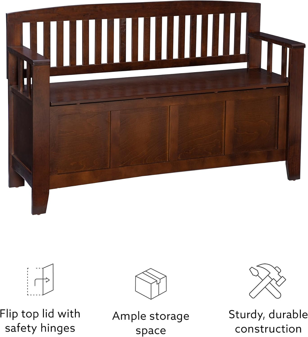 Linon Home Dcor Linon Home Decor Cynthia Storage Bench, 50'w x 17.25'd x 32'h, Walnut