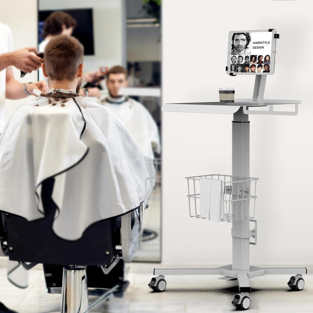 Mobile Medical Tablet Cart Compatible with 9.7-12.9' iPad, Rolling Medical Workstation, Mobile Tablet Workstation for Hospital, Clinic, Library, Restaurant, Rolling Floor Stand Cart
