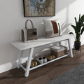 Oastreeful Industrial Entryway Bench Rustic Wood and Metal Storage Bench for Indoor Living Dining Room Bedroom Long Shoe Benches Seat (White)