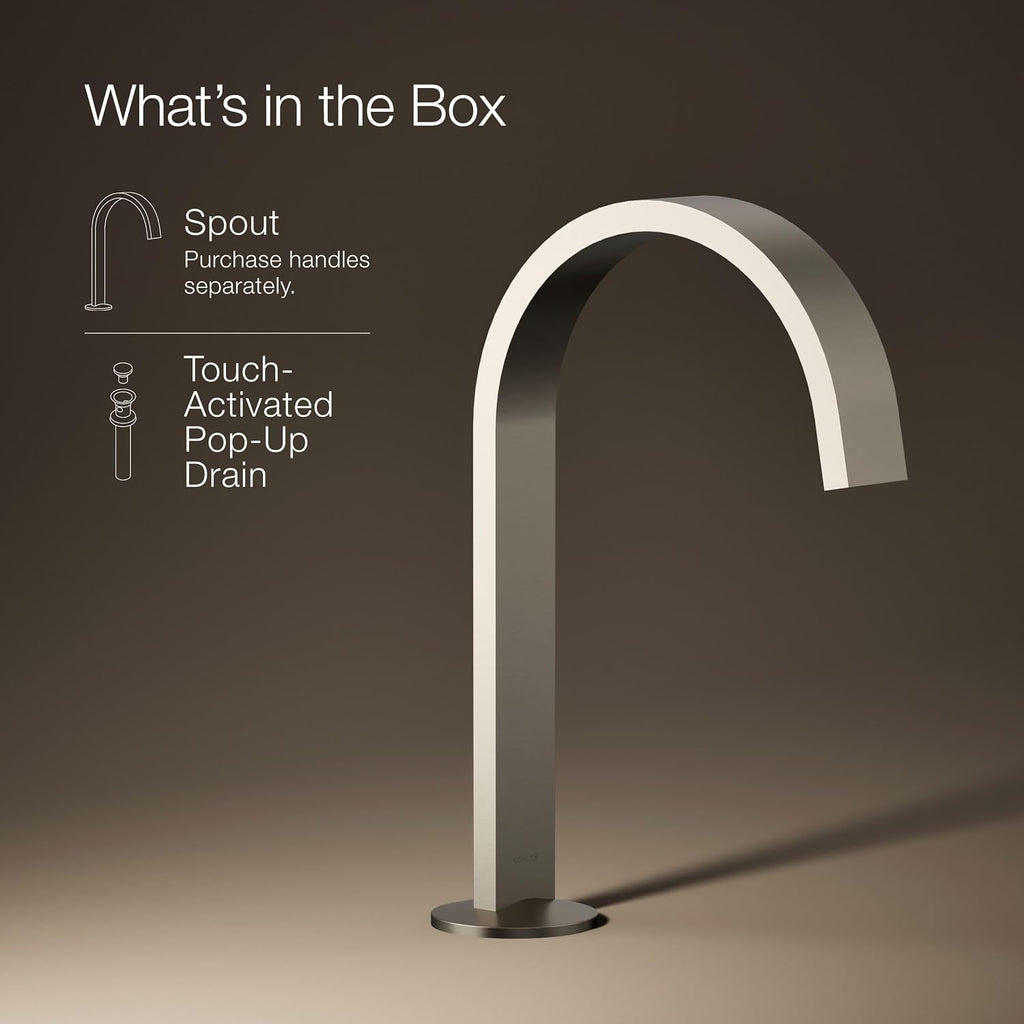 Kohler 77968-BN Components® Bathroom Sink Faucet spout with Ribbon Design, 1.2 gpm, Vibrant Brushed Nickel