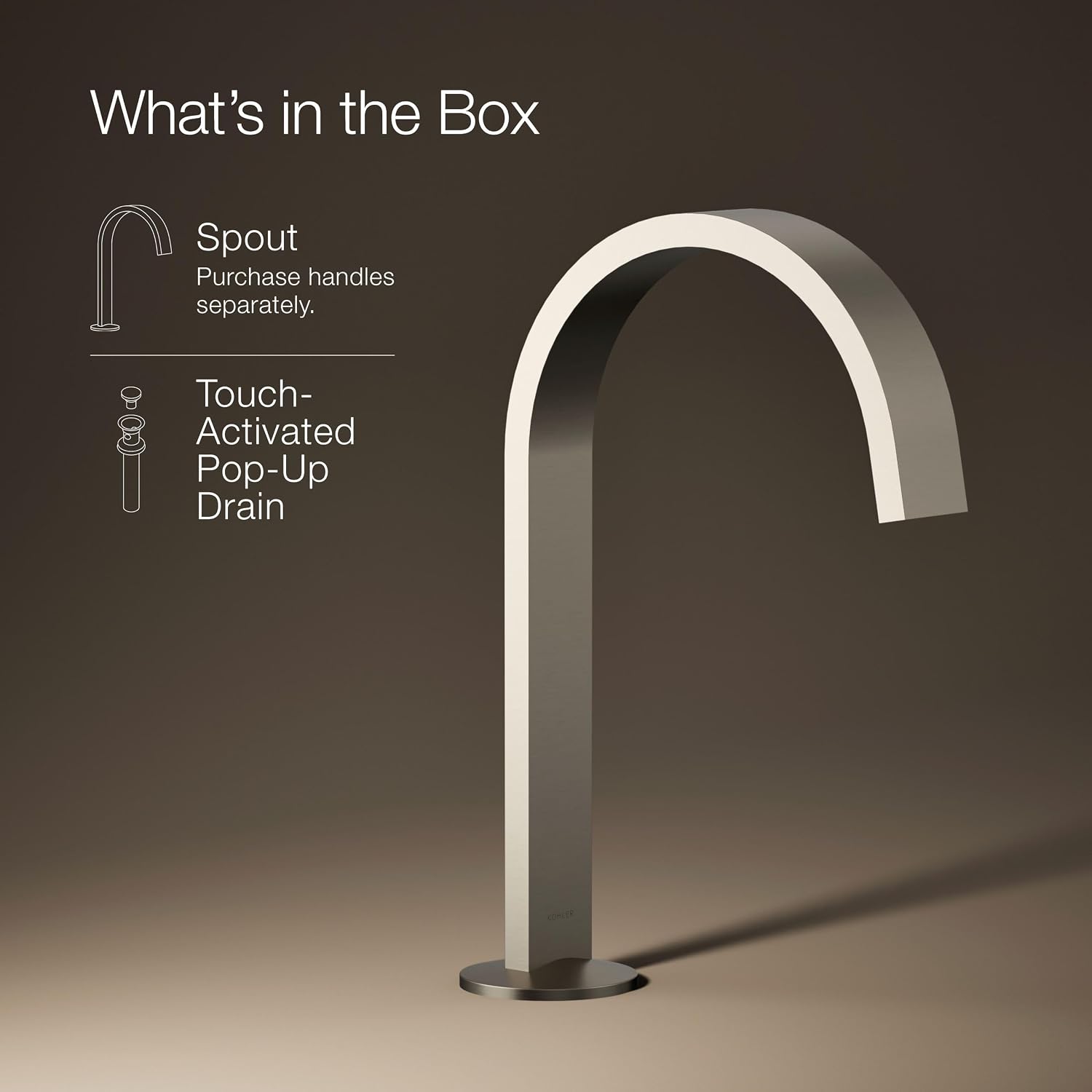 Kohler 77968-BN Components® Bathroom Sink Faucet spout with Ribbon Design, 1.2 gpm, Vibrant Brushed Nickel