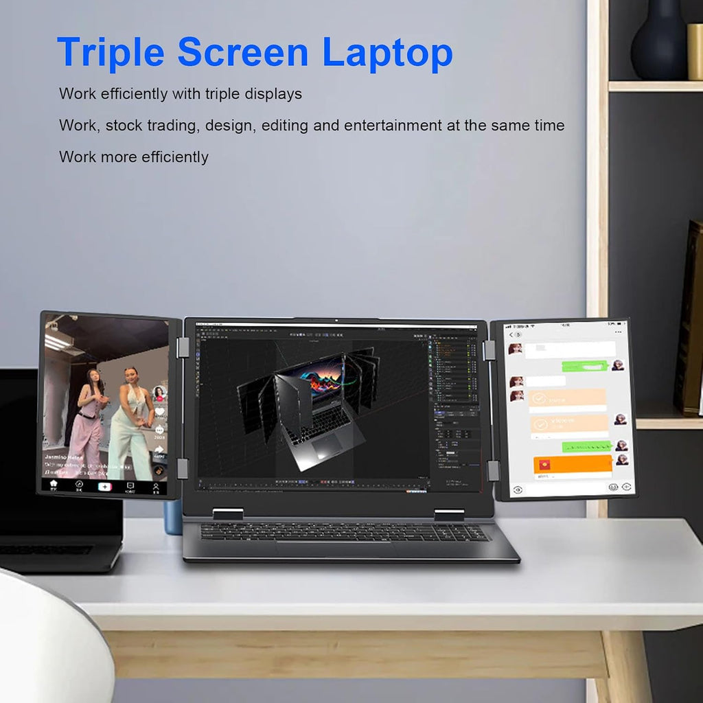 Tangxi Fold Screen Laptop, 16 Inch Main Display & Dual 10.5 Inch Secondary Screens, 16GB RAM 1TB SSD, 11Pro Face Unlock, with WiFi6 RJ45 for Multitasking Work Design (US Plug)