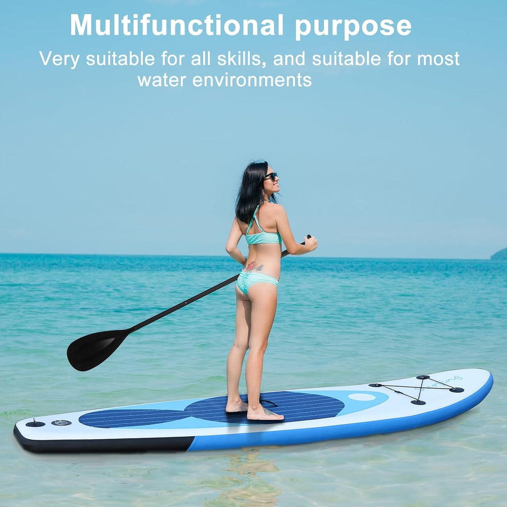 Inflatable Stand Up Paddle Boards with Premium PVC Paddle Board with Carry Bag Board Accessories, Wide Stable Design, Non-Slip Comfort Deck for Youth & Adults Blue