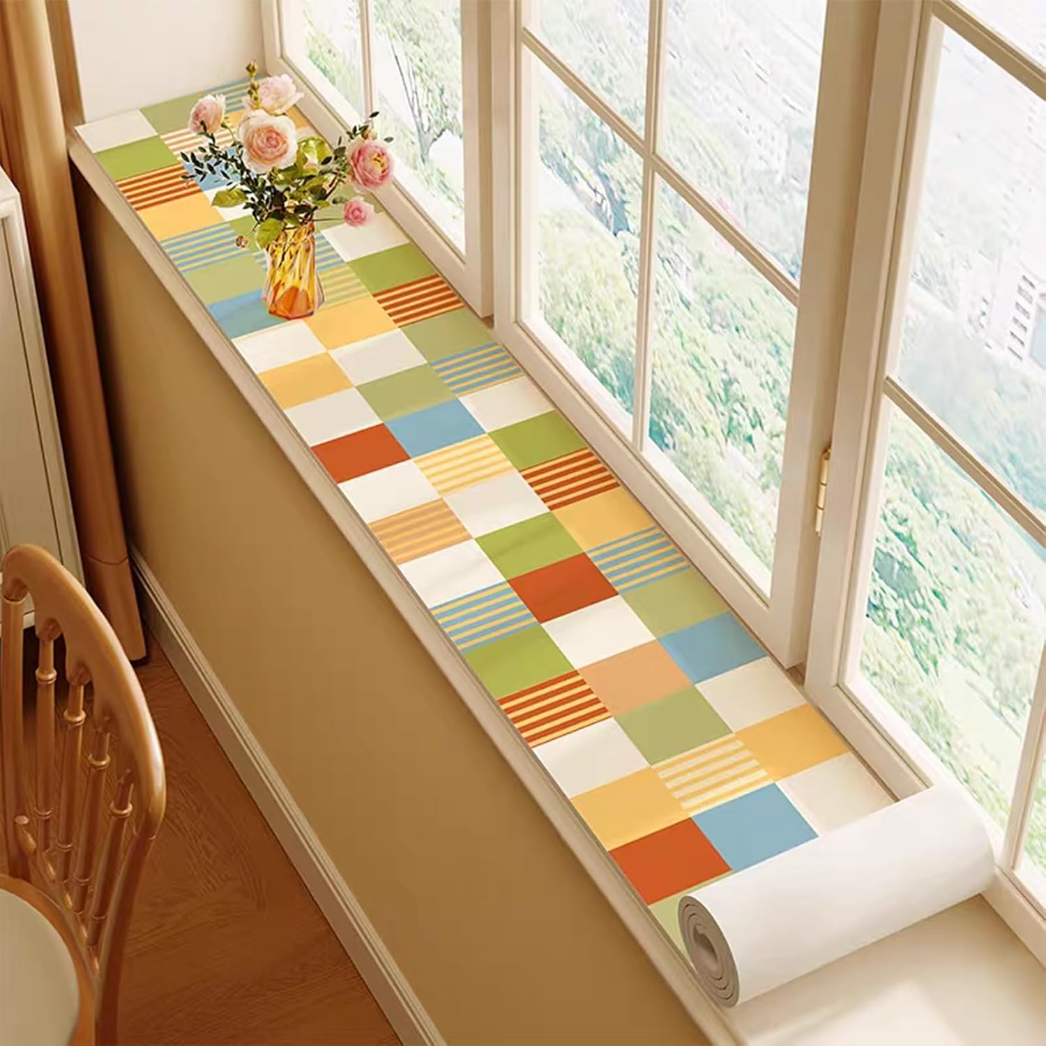 PVC Leather Window Sill Waterproof Mat, 60cm 80cm 1m 1.2m 150cm 1.8m 200cm Long Windows Seat Cushions with Non-Slip Backing, Easy to Clean(27x47in/70x120cm)