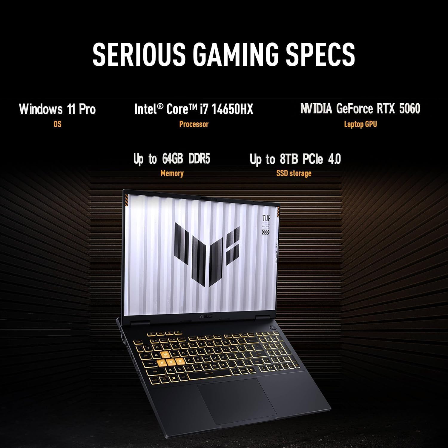 ASUS 2025 TUF F16 Gaming Laptop, NVIDIA RTX 5060, Intel i7-14650HX(Up to 5.2GHz), 16' FHD+ 165Hz Anti-Glare Screen, WiFi 6E, 64 GB DDR5, 1 TB SSD, Windows 11 Pro, W/One-Handed Keyboard & Design Mouse