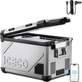 ICECO APL55 58Qt 12V Refrigerator, Dual Zone Fridge Freezer with SECOP Compressor, -4℉~68℉, APP Control Portable Freezer with AC/DC, 12v Fridge, Car Refrigerator For Outdoor |Silver+DC Cord