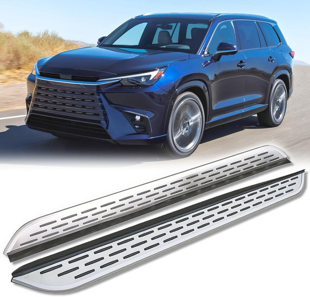 2Pcs Aluminum Running Board Side Steps Compatible with Lexus TX 350 500h 550h/ Toyota Grand Highlander 2024 2025 2026, Anti-Slip Step Pedal Door Fixed Nerf Bars Silver Rail Board, with Brackets