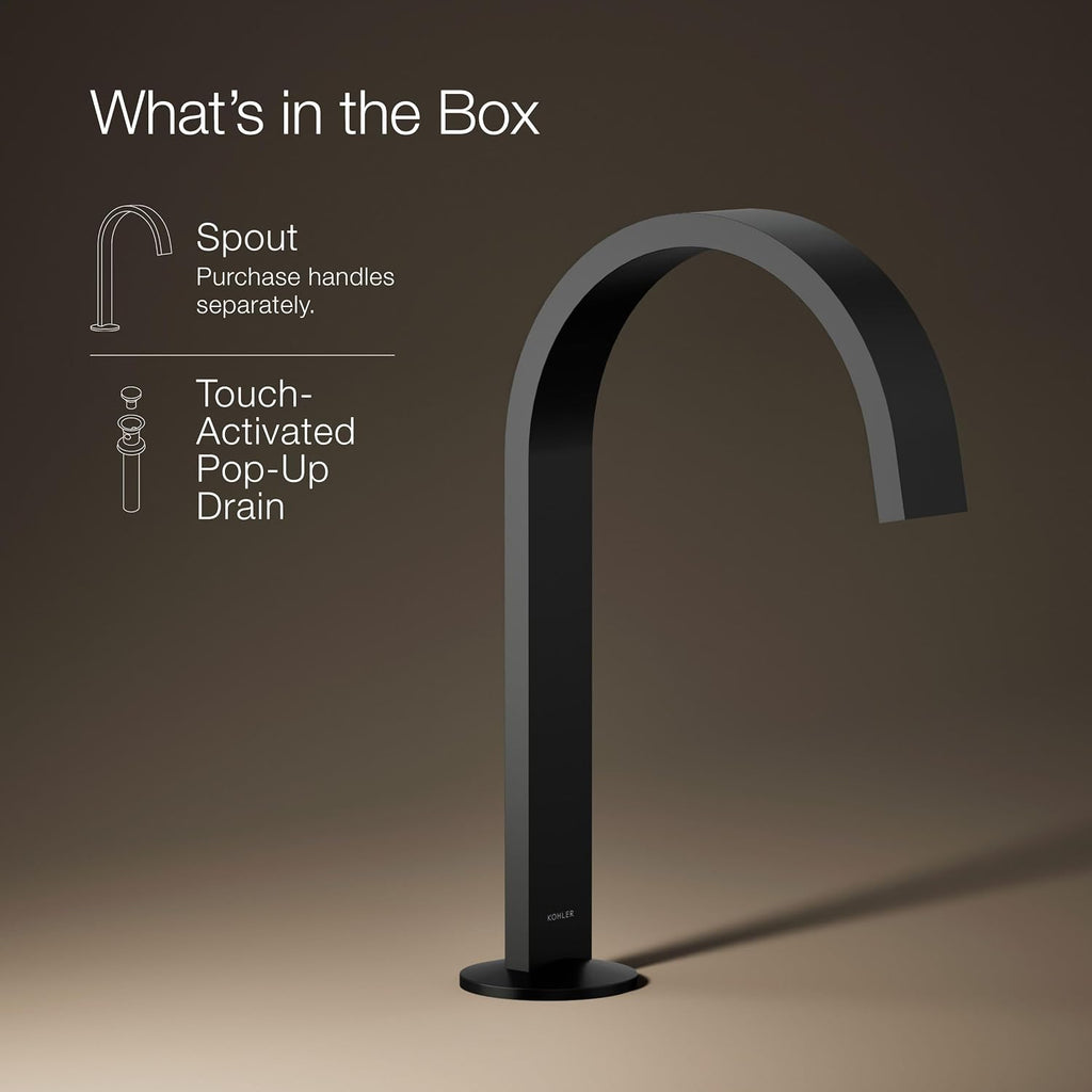 Kohler 77968-BL Components® Bathroom Sink Faucet spout with Ribbon Design, 1.2 gpm, Matte Black