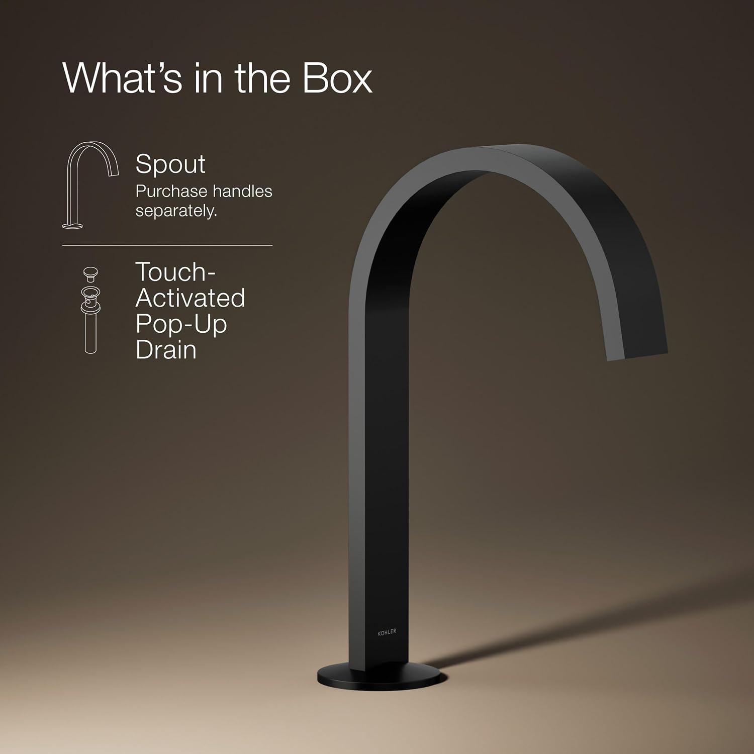 Kohler 77968-BL Components® Bathroom Sink Faucet spout with Ribbon Design, 1.2 gpm, Matte Black