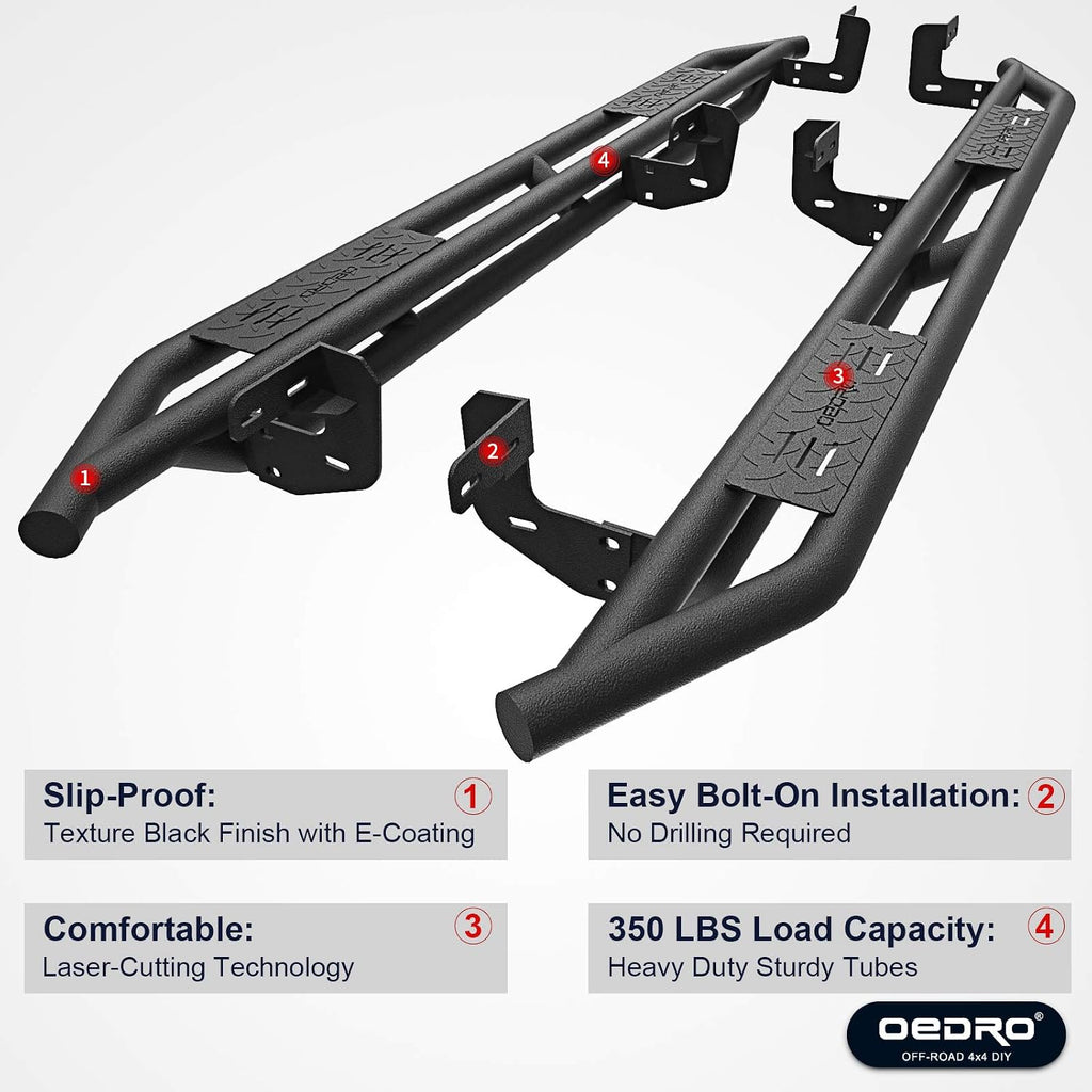 OEDRO 6' Running Boards Compatible with 2005-2023 Toyota Tacoma Double Cab, Upgraded Side Steps Rails Black Textured Heavy Duty Truck Nerf Bars