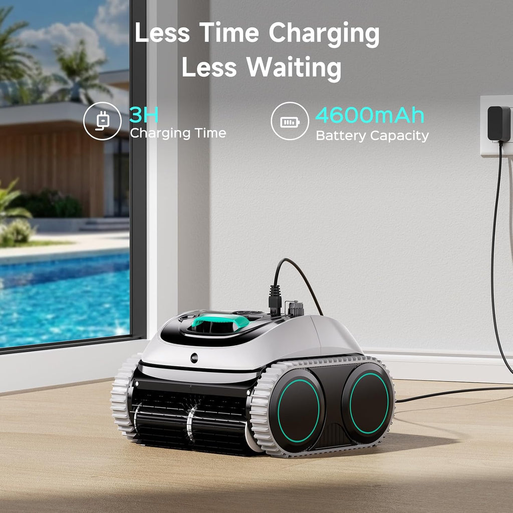 WYBOT C1 Cordless Robot Vacuum for Inground Pools, Smart Pool Cleaner for Above Ground Pool up to 1,614 Sq.ft, 4-in-1 Wall & Waterline Cleaning, 150 Mins Runtime - Grey with White