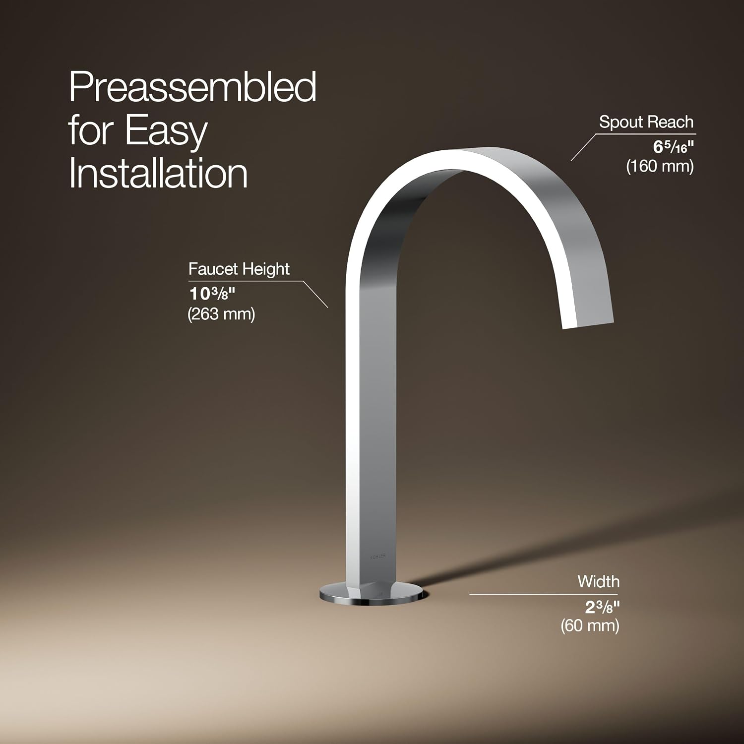 Kohler 77968-CP Components® Bathroom Sink Faucet spout with Ribbon Design, 1.2 gpm, Polished Chrome