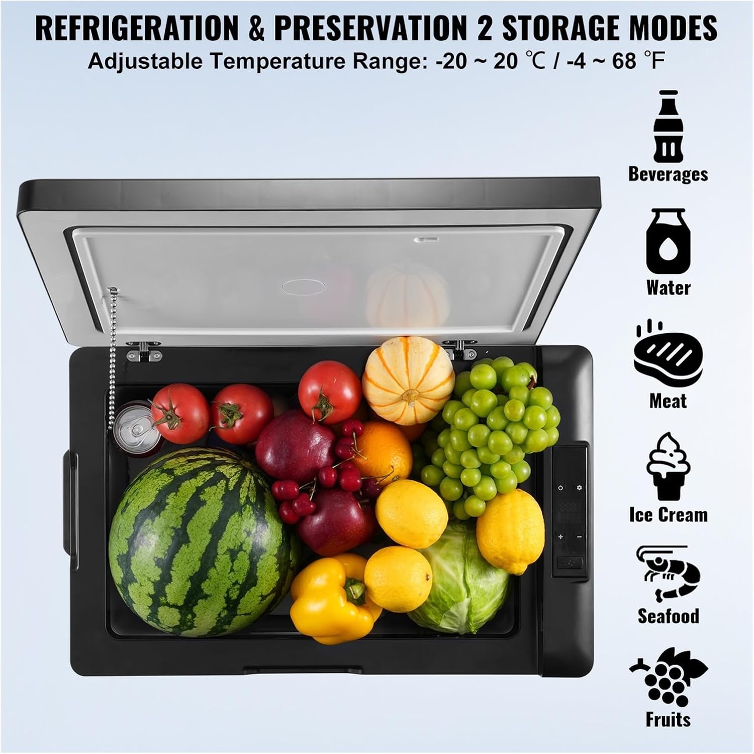 Car Refrigerator 12 Volt 70 L Single Portable Freezer 12/24V DC And 100-240V AC Compressor Cooler For Outdoor Camping RV