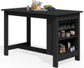 SERWALL Outdoor Bar Table, All Weather HDPE 36' Counter Height Dining Table with Storage and Wine Rack for Patio, Garden, Backyard, Balcony, Poolside, Black