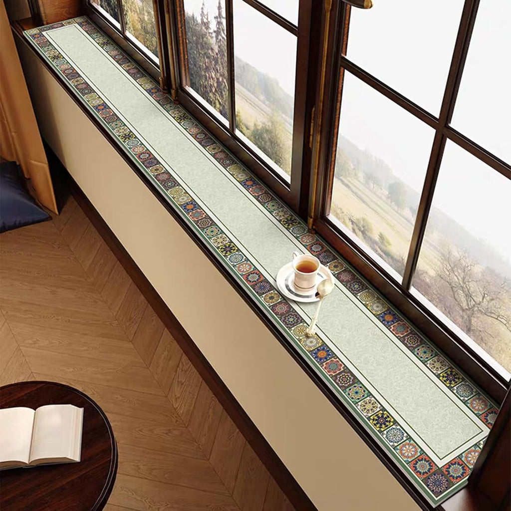 Window Sill Mat 10/15/20/30/35/40/50/60/70cm Widths Window Ledge Guard Cover with Pattern, Windowsill Decorative Protection Pad for Replacement/Remodel(27x71in/70x180cm)