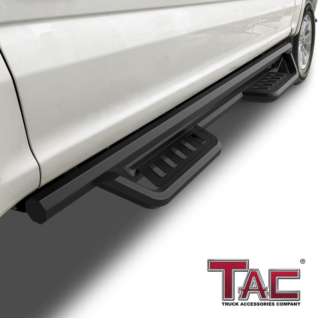 TAC Gen5 Running Boards Compatible with 2015-2026 F150 Supercrew Cab| 2022-2026 F150 Lightning EV| 2017-2026 Super Duty Crew Cab| 4' Drop Side Steps Nerf Bars| Pickup Truck| Fine Texture Black (2pcs)