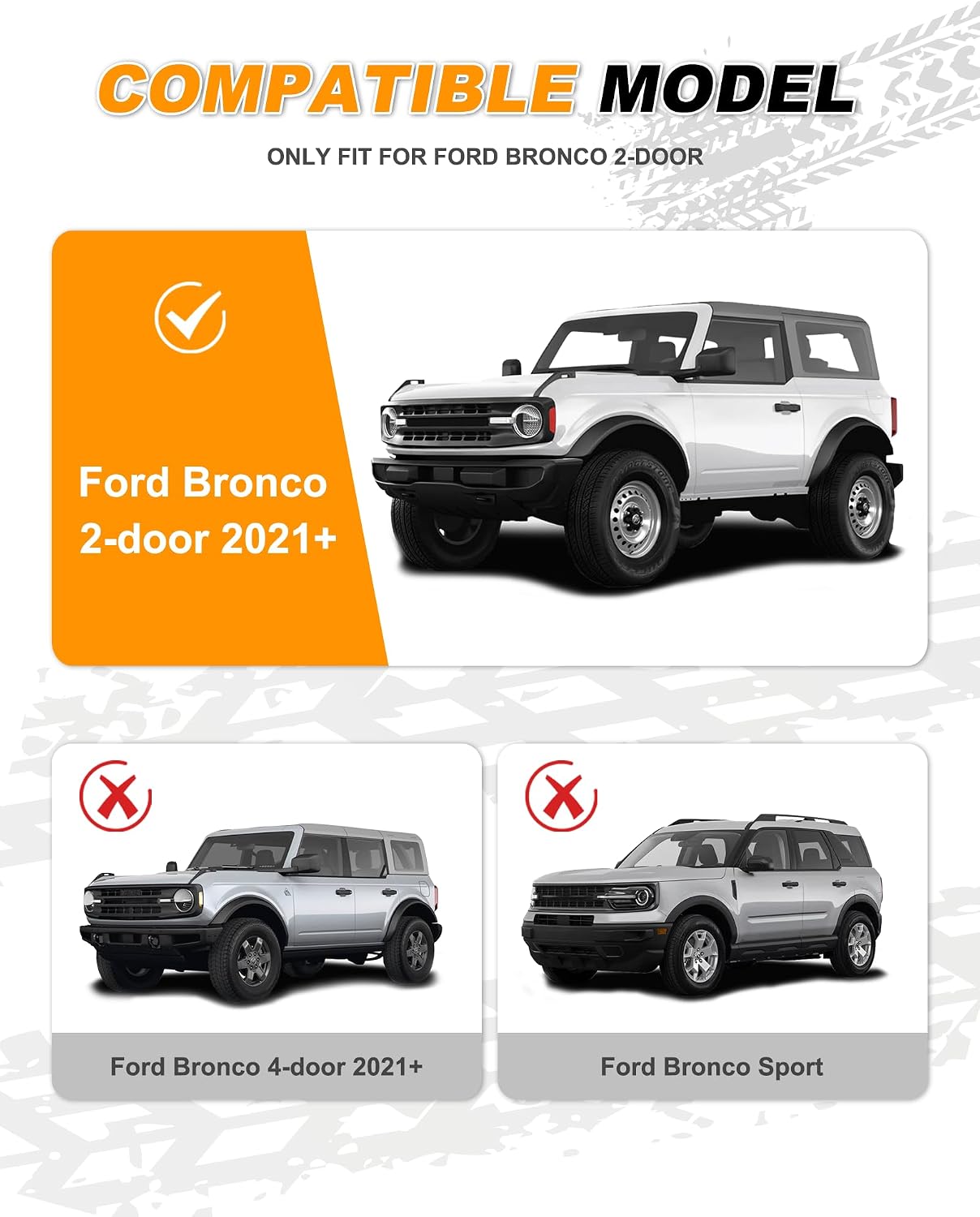Running Board Fit for Bronco 2-Door 2021-2026 Black Texture Tube Side Step Bars