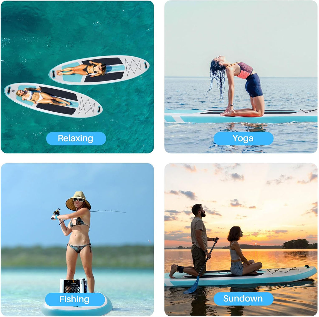 10'6x33'' Extra Wide Inflatable Paddle Board, 400lb Capacity Stand Up Paddle Board for Adults, Stable Inflatable Sup Yoga Board, All Skill Levels, 2Pcs Paddle & Carry Bag, 1 Repair Kit